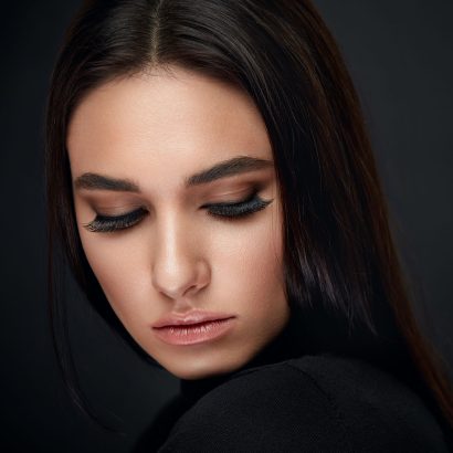 Eyelashes,Makeup.,Woman,Beauty,Face,With,Black,Lashes,Extensions Eyelashes Makeup. Woman Beauty Face With Black Lashes Extensions