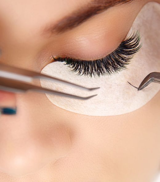 Eyelash,Extension,Procedure.,Woman,Eye,With,Long,Eyelashes.,Close,Up, Eyelash Extension Procedure. Woman Eye with Long Eyelashes. Close up, selective focus.